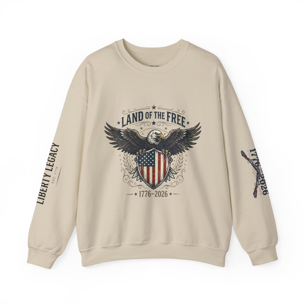 Crewneck Sweatshirt — 'Land of the Free' Patriotic Eagle (1776‑2026)