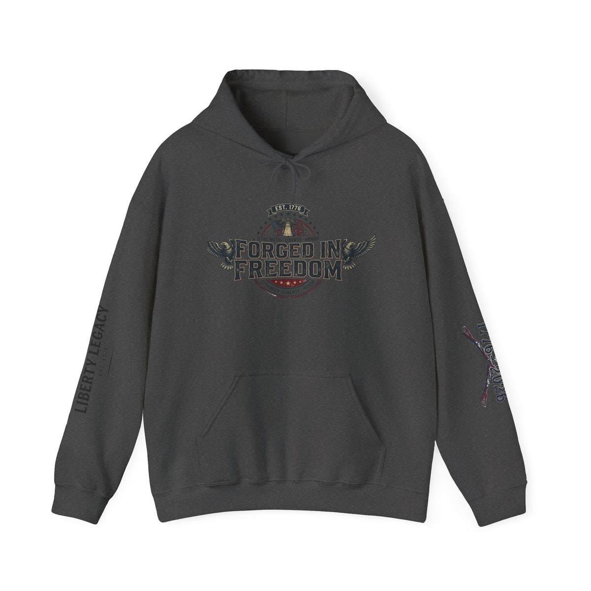 Forged in Freedom Hoodie — Patriotic Eagle American Flag Sweatshirt