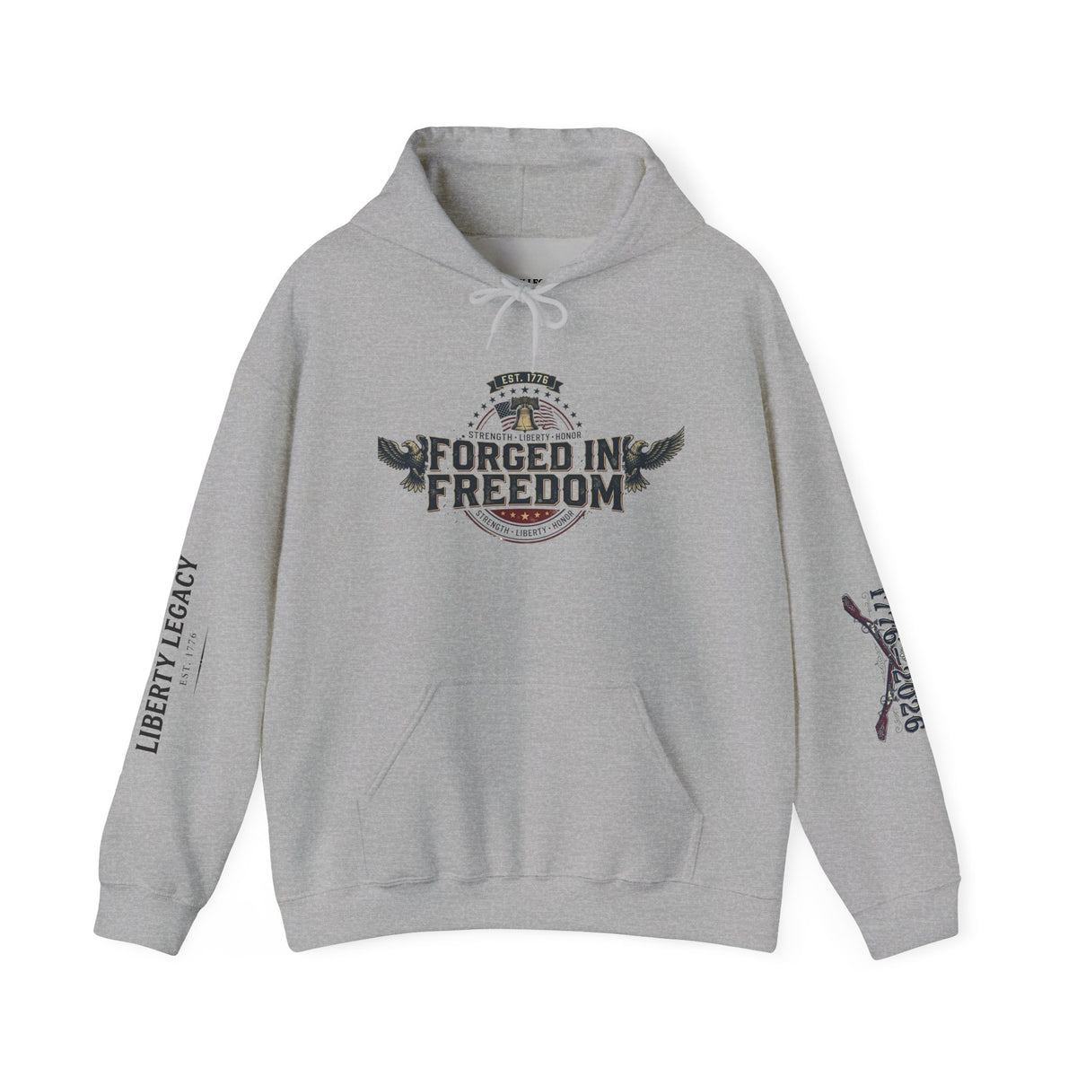 Forged in Freedom Hoodie — Patriotic Eagle American Flag Sweatshirt