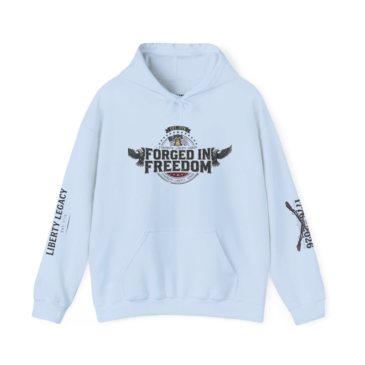 Forged in Freedom Hoodie — Patriotic Eagle American Flag Sweatshirt