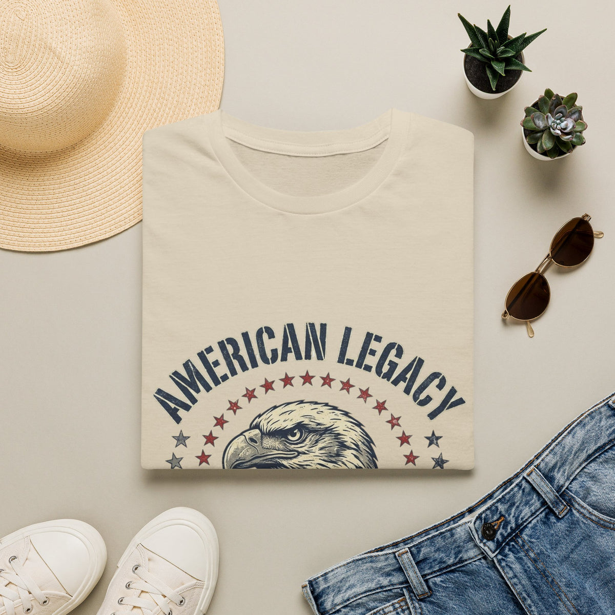 American Legacy Eagle T-Shirt | Patriotic Stars, 250 Years of Freedom