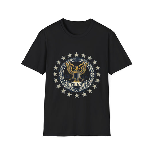 Vintage American Eagle crest T-Shirt | EST. 1776, stars wreath