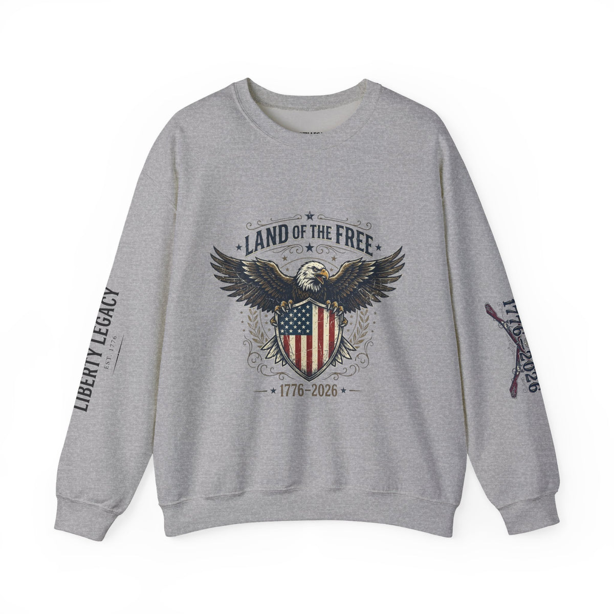 Crewneck Sweatshirt — 'Land of the Free' Patriotic Eagle (1776‑2026)
