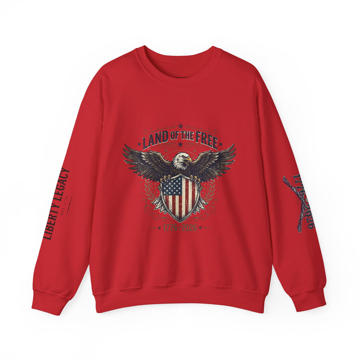 Crewneck Sweatshirt — 'Land of the Free' Patriotic Eagle (1776‑2026)