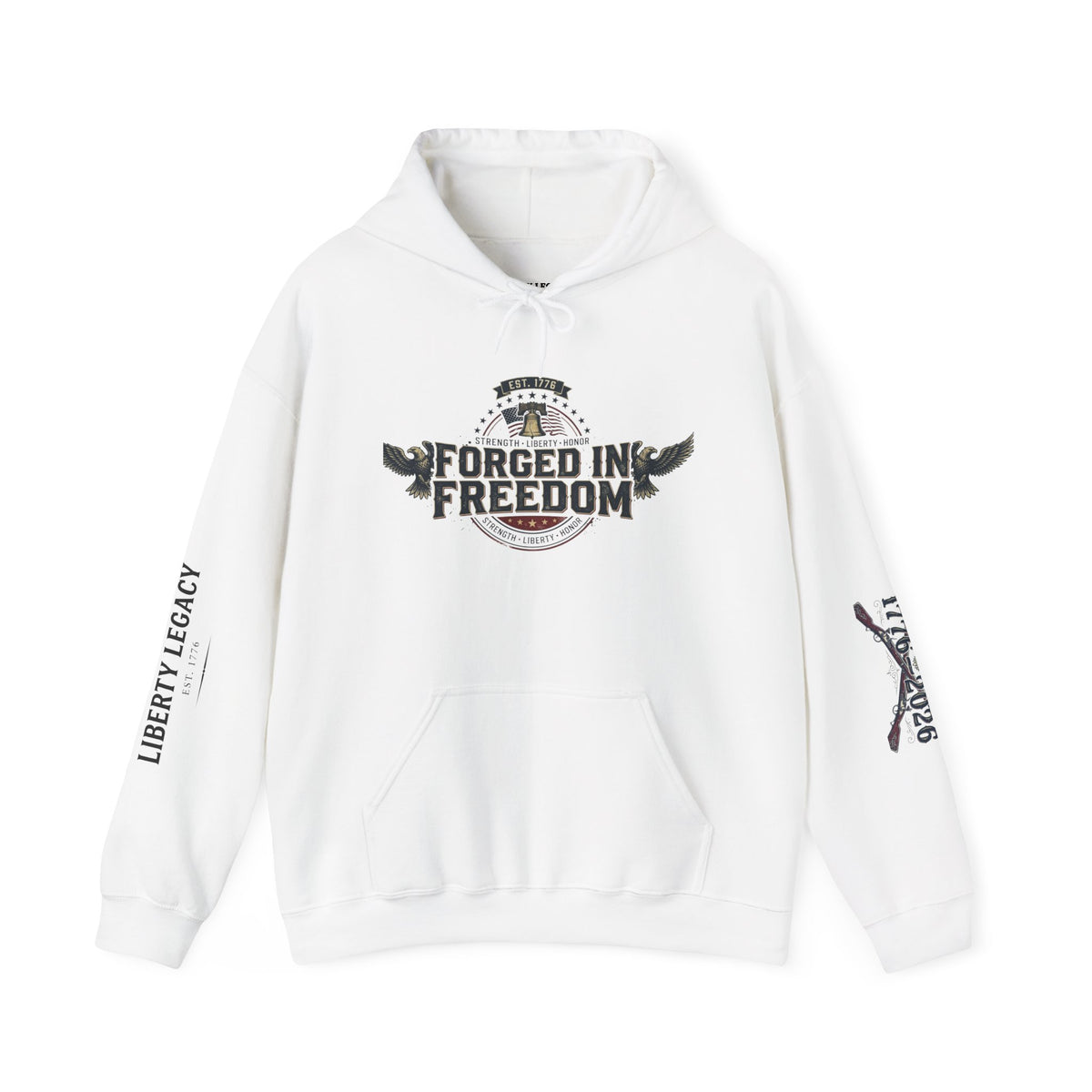 Forged in Freedom Hoodie — Patriotic Eagle American Flag Sweatshirt