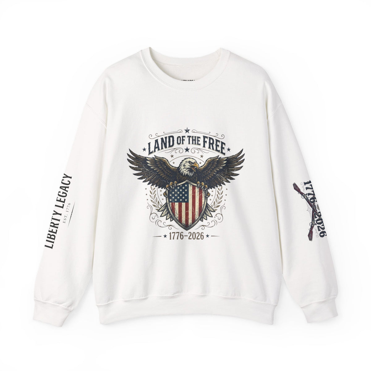 Crewneck Sweatshirt — 'Land of the Free' Patriotic Eagle (1776‑2026)