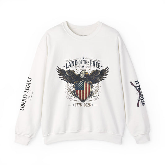 Crewneck Sweatshirt — 'Land of the Free' Patriotic Eagle (1776‑2026)