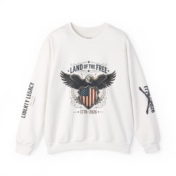 Crewneck Sweatshirt — 'Land of the Free' Patriotic Eagle (1776‑2026)