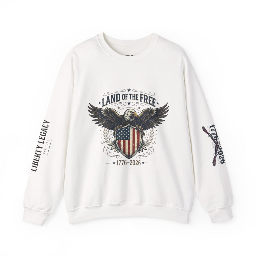 Crewneck Sweatshirt — 'Land of the Free' Patriotic Eagle (1776‑2026)