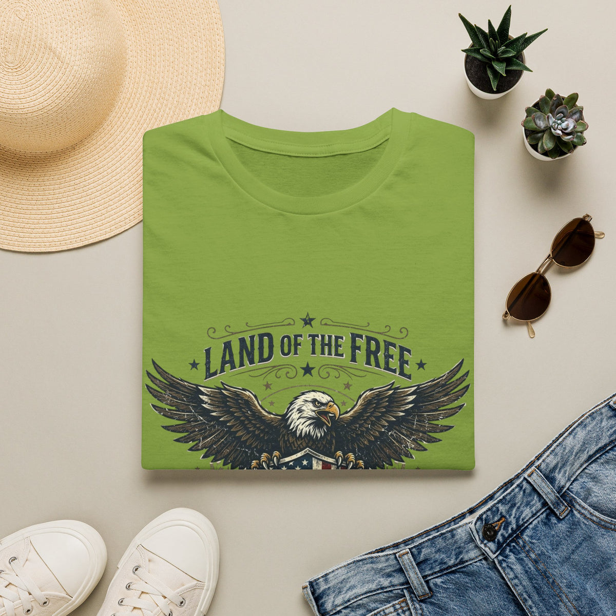 Land of the Free Eagle T-Shirt | Patriotic American Flag Shield
