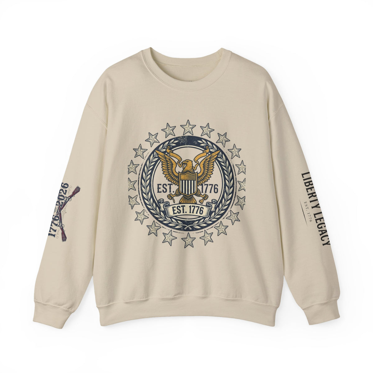 Liberty Bell Crewneck Sweatshirt — Vintage Patriotic EST.1776 Graphic