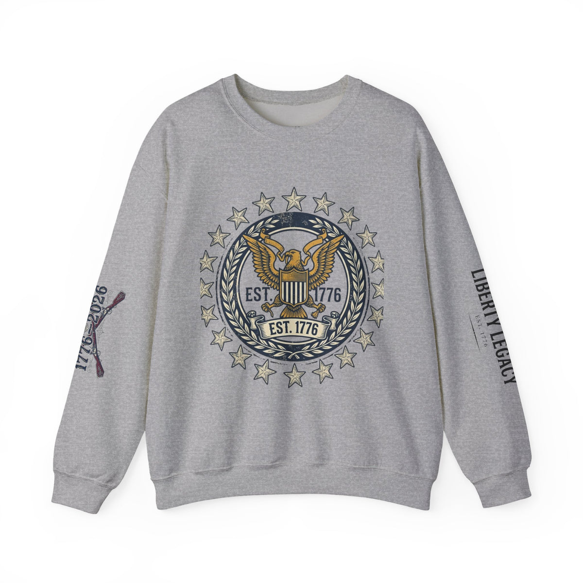 Liberty Bell Crewneck Sweatshirt — Vintage Patriotic EST.1776 Graphic