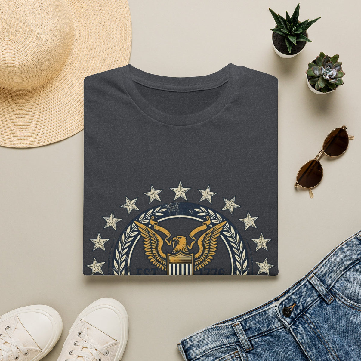 Eagle Seal EST. 1776 T-Shirt | American Presidential Emblem, Stars Wreath